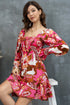 Floral Square Neck Flounce Sleeve Dress - Fashorio