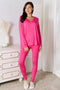 Basic Bae Full Size V-Neck Soft Rayon Long Sleeve Top and Pants Lounge Set Hot Pink - Fashorio