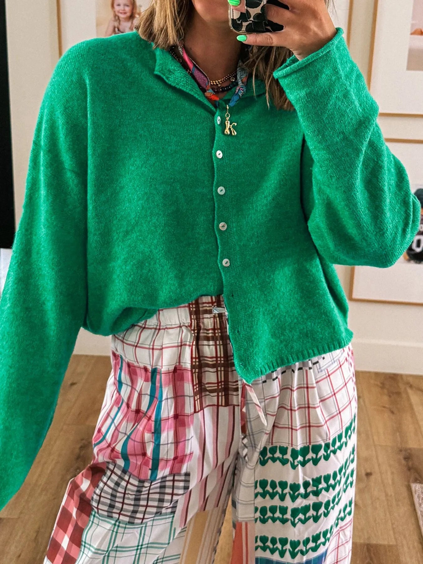 Button-Up Long Sleeve Knit Cardigan - Fashorio