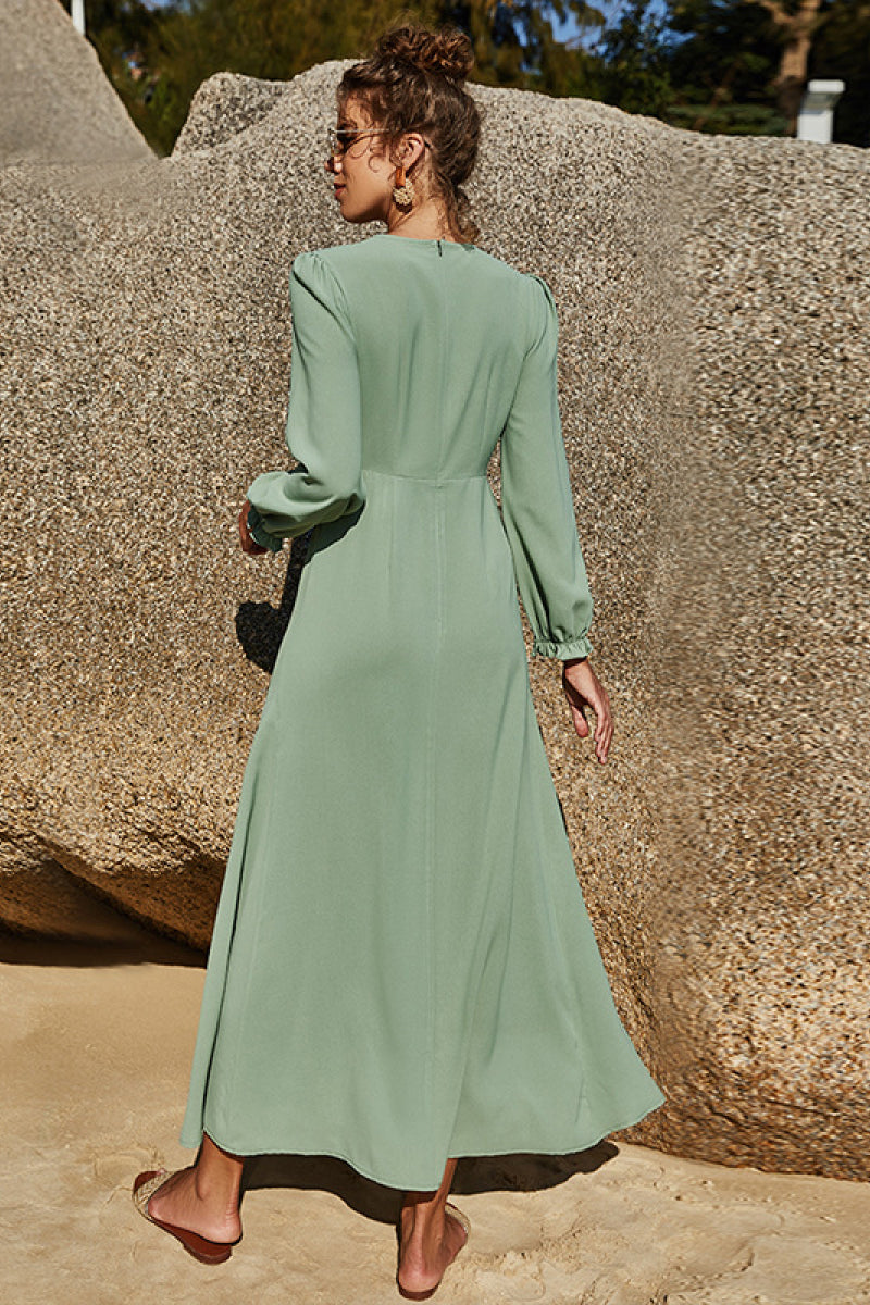 Puff Sleeve Flounce Dress - Fashorio