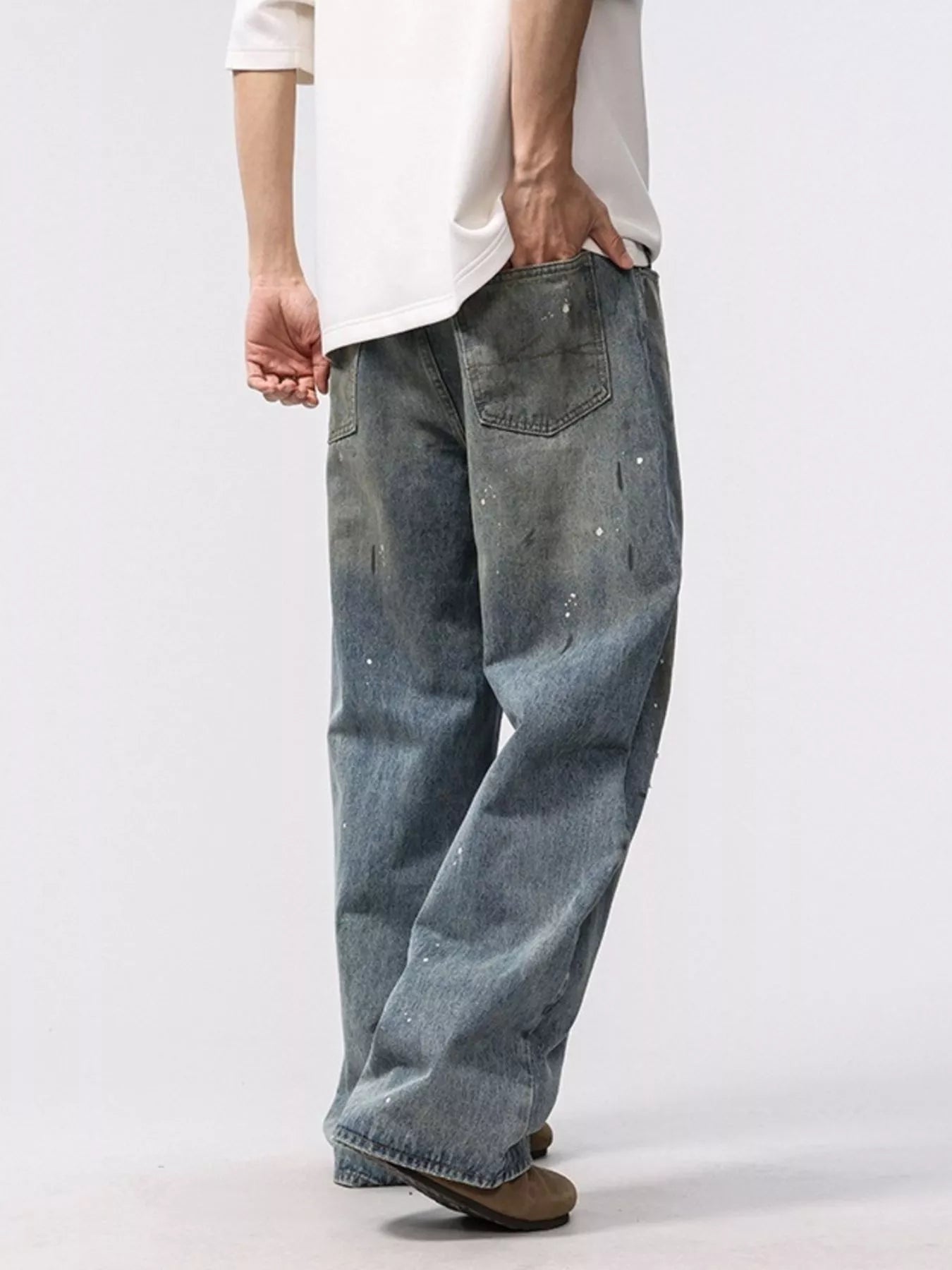 Men's Washed Loose Fit Jeans - Fashorio
