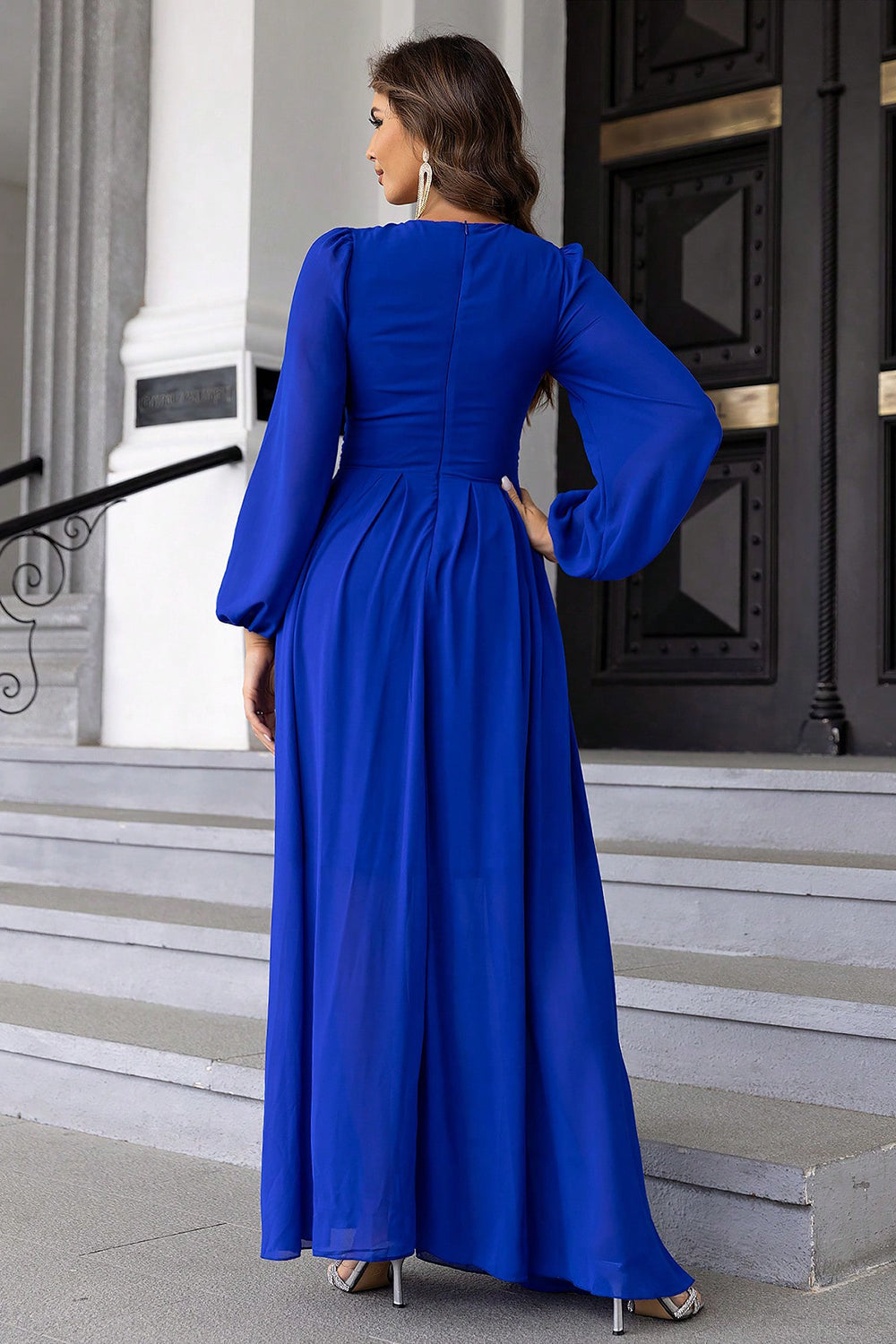 Twist Front Cutout Long Sleeve Dress - Fashorio