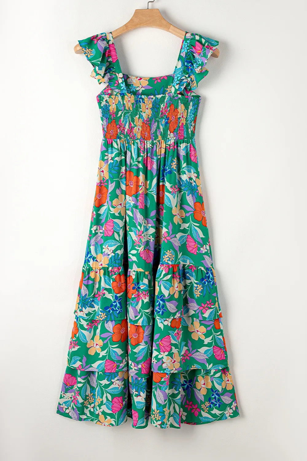 Tiered Ruffled Printed Sleeveless Dress - Fashorio