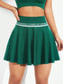 Ruched High Waist Mini Active Skirt Dark Green - Fashorio