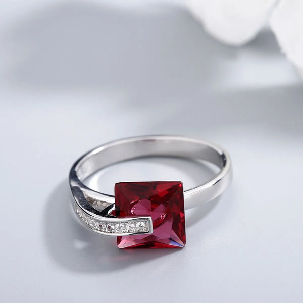 925 Sterling Silver Inlaid Zircon Ring Silver - Fashorio