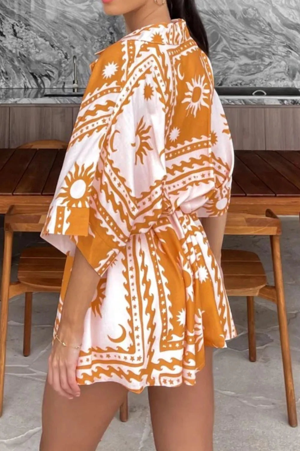 Printed Tie Waist Romper - Fashorio