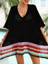 Crochet V-Neck Cover-Up Dress Black One Size - Fashorio