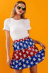 BiBi American Flag Theme Star Sequin Tiered Skirt - Fashorio