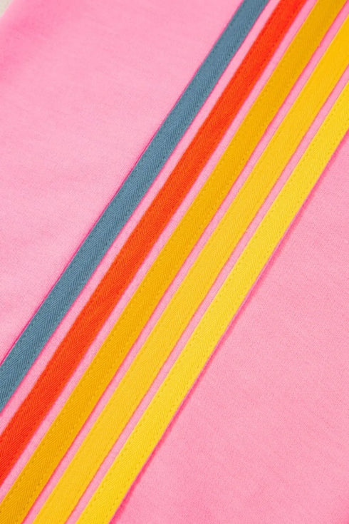 Contrast Striped Elastic Waist Active Pants - Fashorio