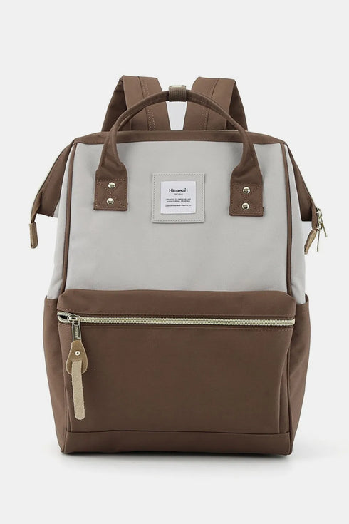 Himawari Waterproof Canvas Backpack Bag with Side Pockets Grey Mocha One Size - Fashorio