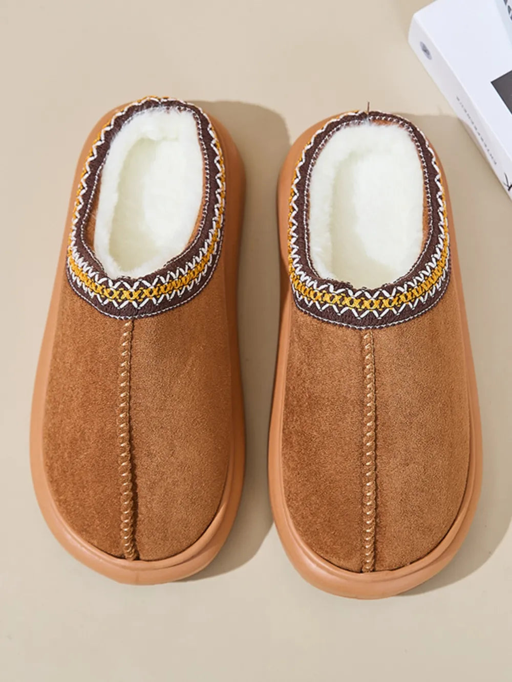 Faux Fur Suede Platform Slippers - Fashorio