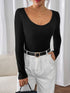 Perfee Scoop Neck Long Sleeve Bodysuit - Fashorio