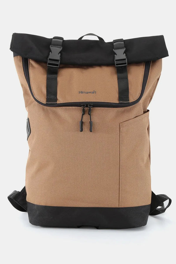 Himawari Contrast Waterproof Canvas Backpack Bag Mocha One Size - Fashorio
