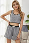 Shiny Heathered Contrast Trim Lounge Set Gray Dawn - Fashorio