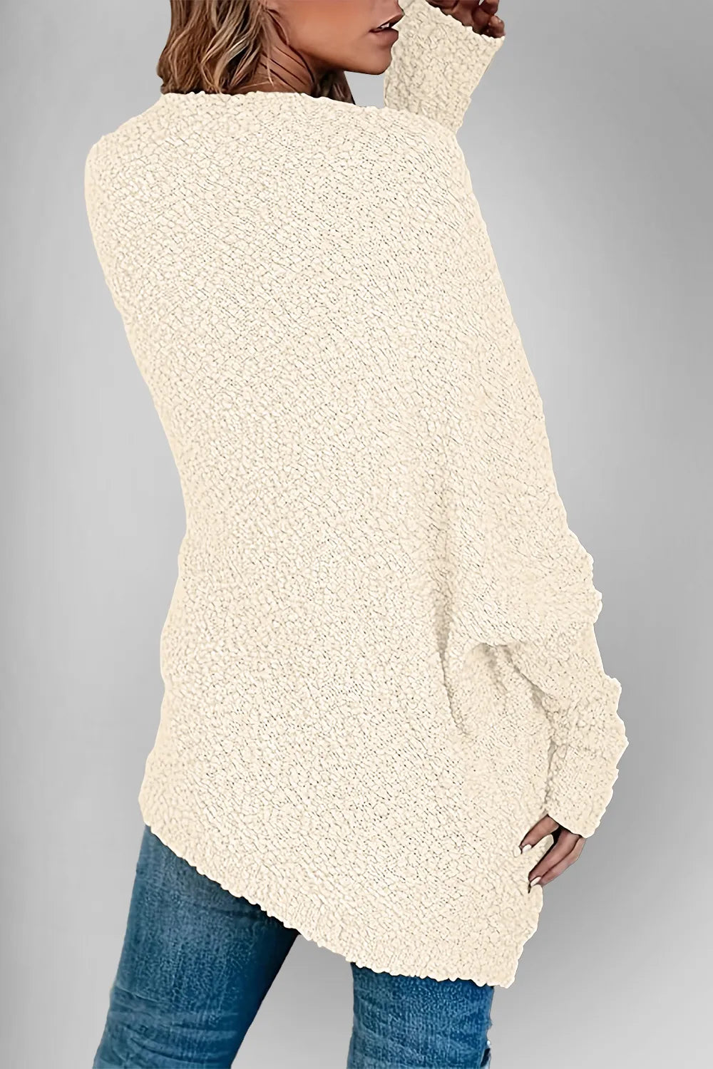 Double Take Pocketed Open Front Long Sleeve Cardigan - Fashorio
