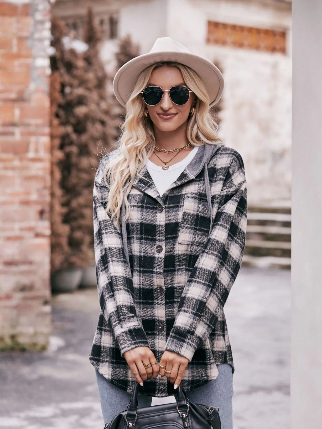 Oversized Plaid Button-Up Shacket – Lightweight Casual Layer - Fashorio