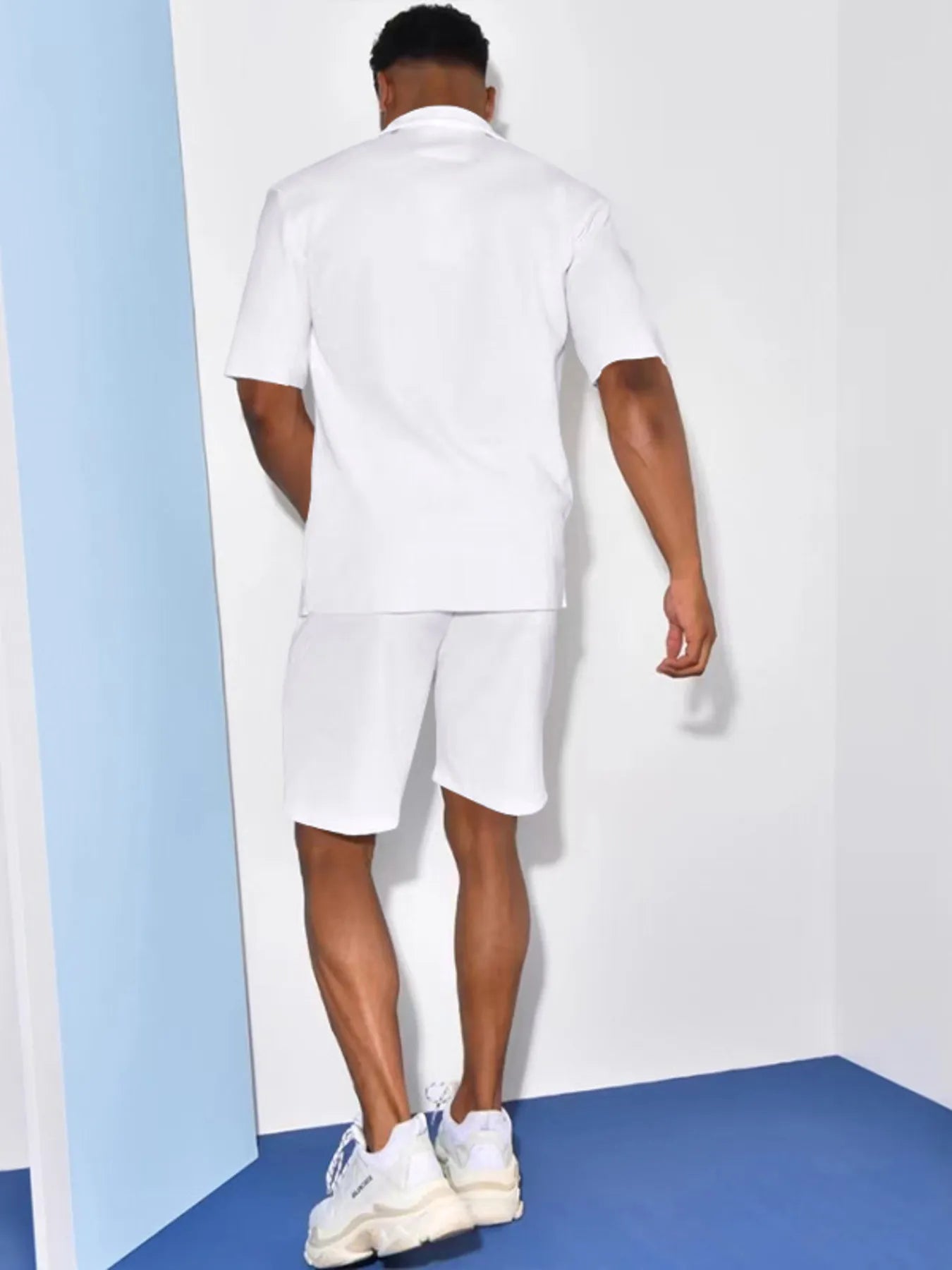 Men's Plus Size Button Up Shirt and Shorts Set - Fashorio