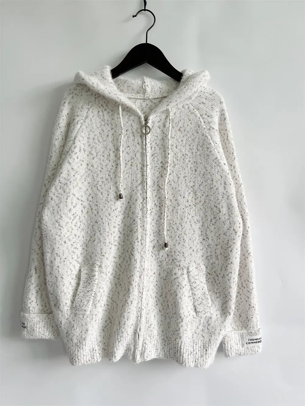 Zip Up Drawstring Long Sleeve Hooded Sweater - Fashorio