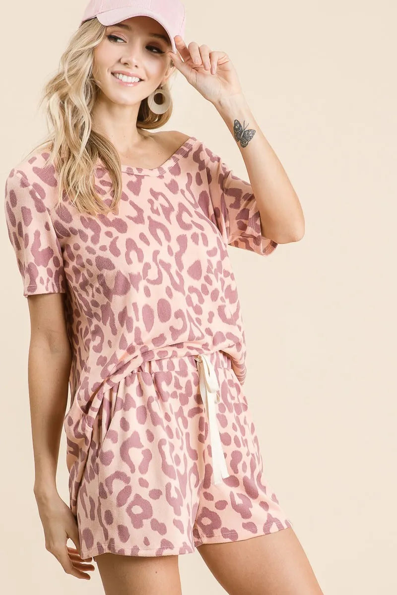 BiBi Leopard Shorts with Twill Tape Drawstring - Fashorio