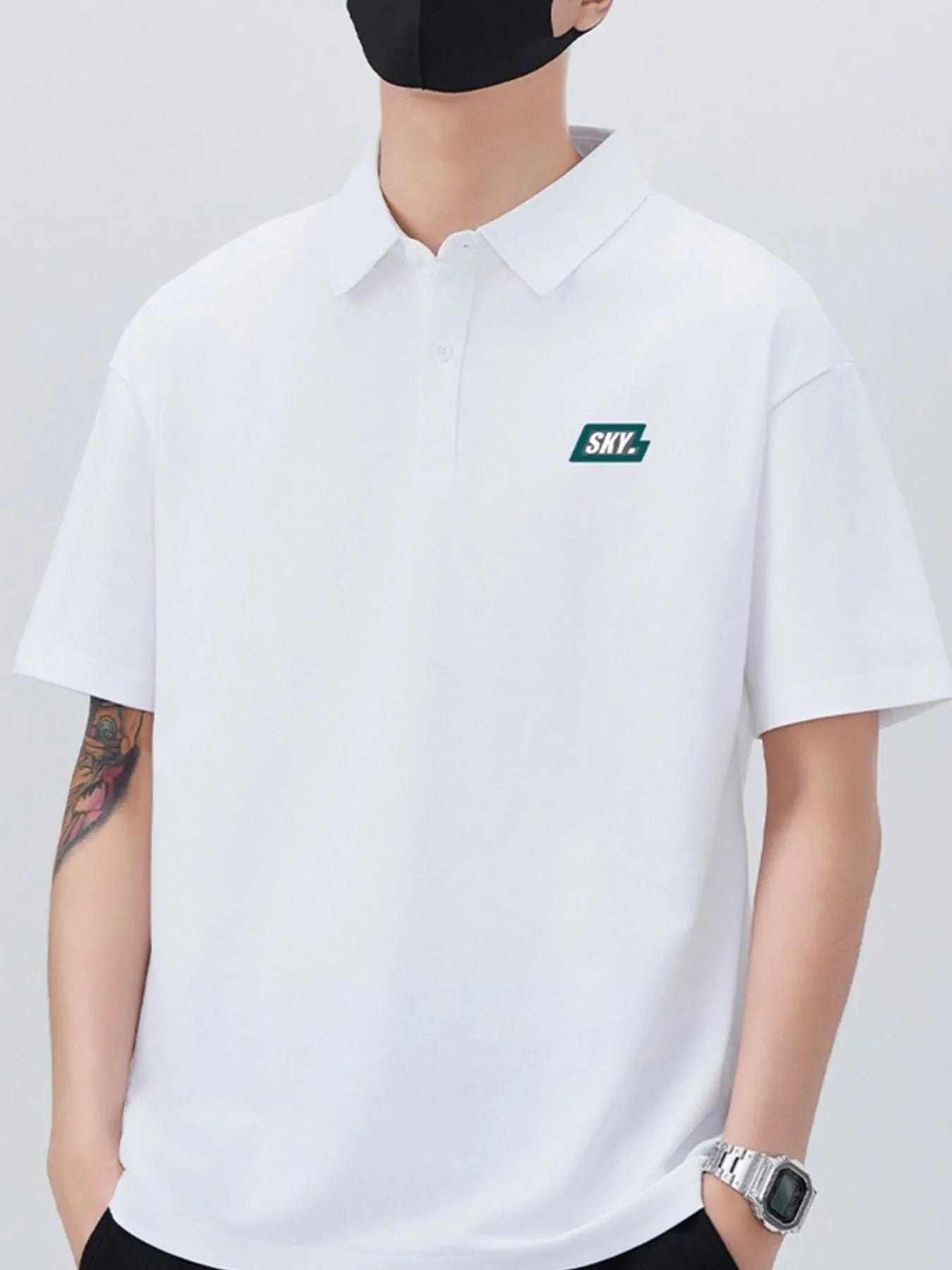 Men's Plus Size Button Detail Short Sleeve Polo White - Fashorio