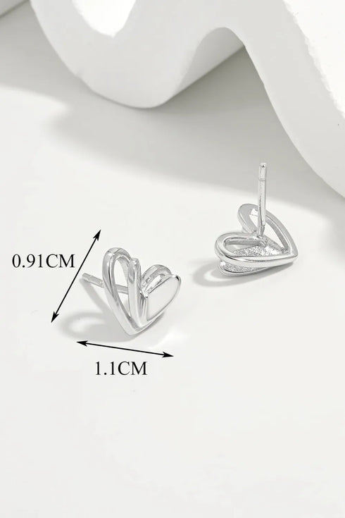 925 Sterling Silver Heart Stud Earrings - Fashorio