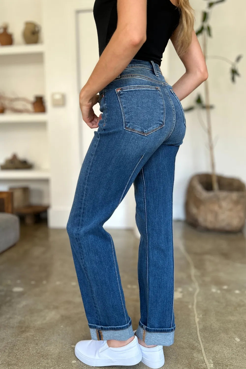 Judy Blue High Waist Front Seam Straight Jeans – Full Size Denim - Fashorio