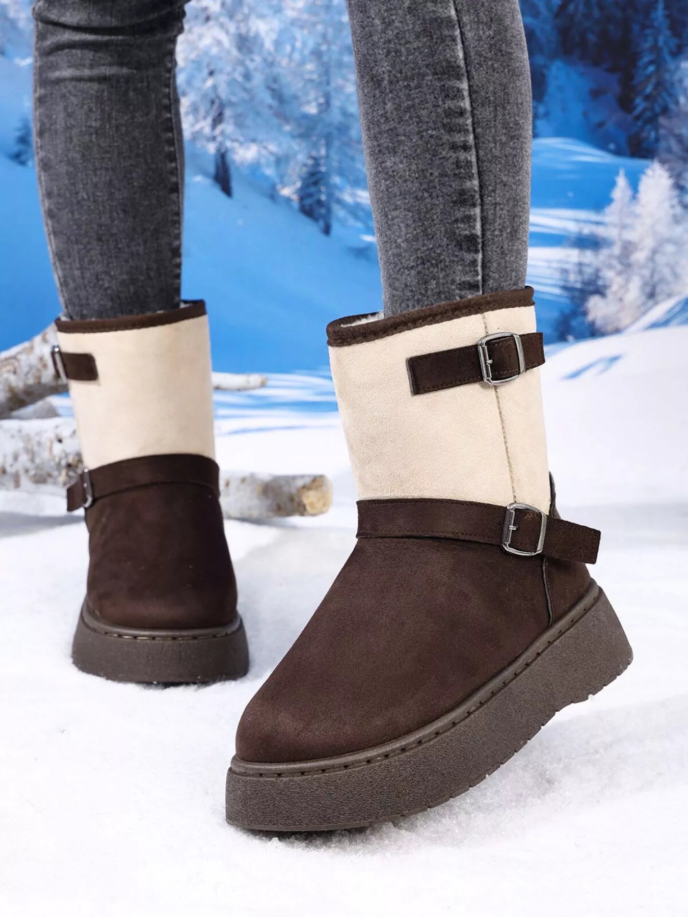 Round Toe Platform Boots - Fashorio
