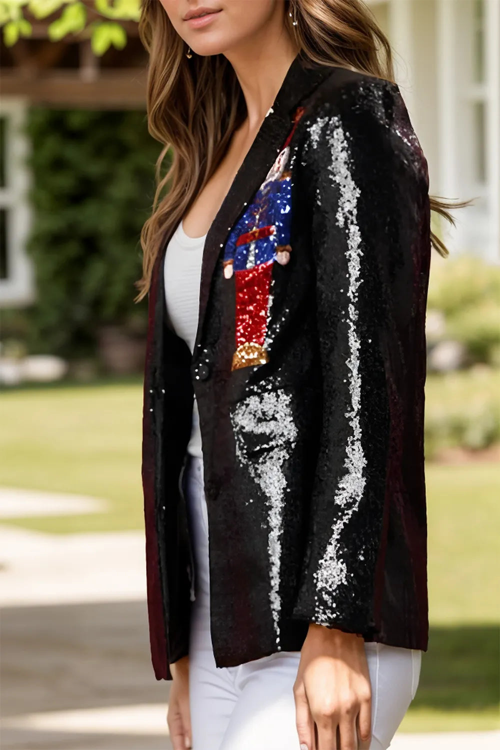 Sequin Nutcracker Long Sleeve Blazer - Fashorio
