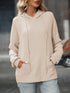 Textured Drawstring Long Sleeve Hoodie - Fashorio