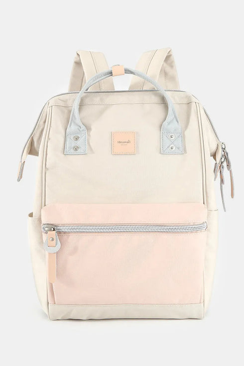 Himawari Water Resistant Canvas Backpack Bag with Side Pockets Cream L.Pink One Size - Fashorio
