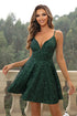 Sequin Spaghetti Strap Dress Green - Fashorio