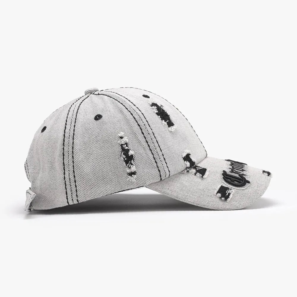 Distressed Letter Embroidered Baseball Cap - Fashorio