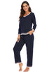 V-Neck Top and Pants Lounge Set - Fashorio
