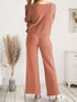 Long Sleeve Lounge Top and Drawstring Pants Set - Fashorio