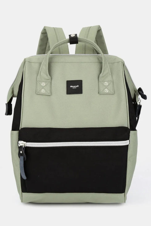 Himawari Water Resistant Canvas Backpack Bag with Side Pockets Sage Black One Size - Fashorio