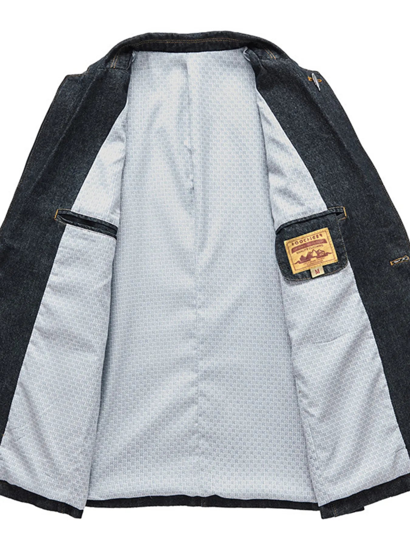 Men's Plus Size Lapel Collar Long Sleeve Denim Blazer - Fashorio
