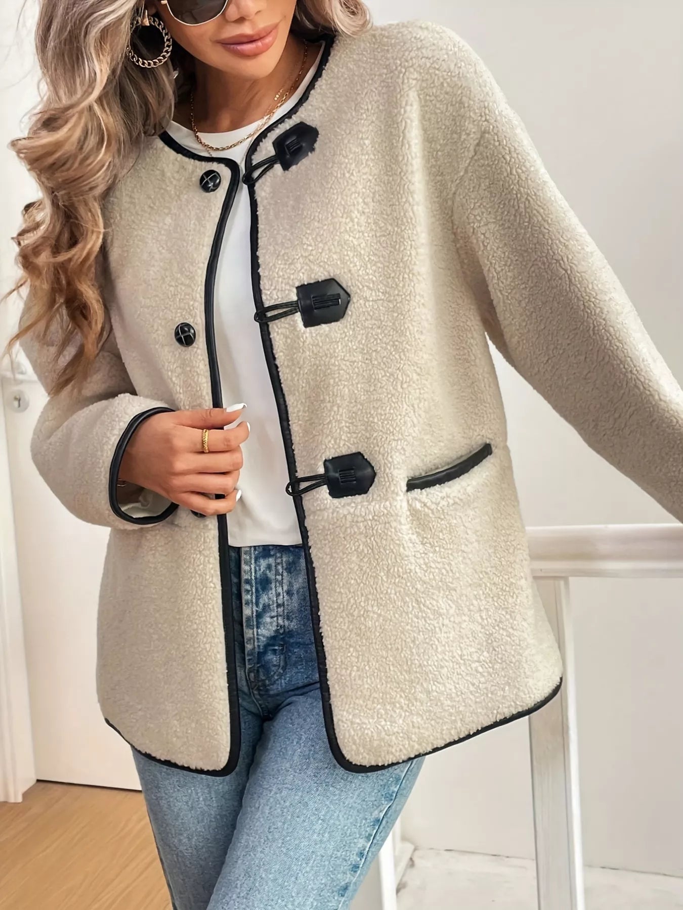 Button Up Dropped Shoulder Outerwear - Fashorio