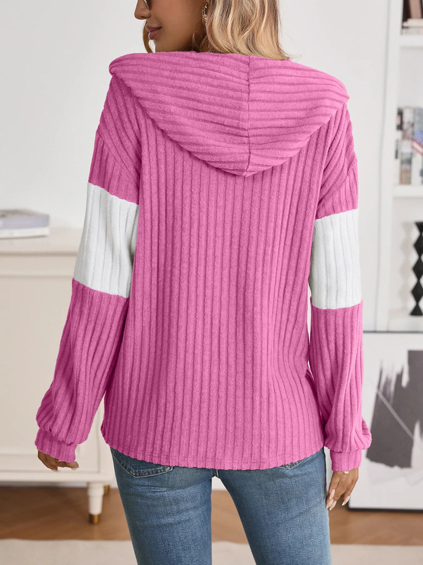 Drawstring Color Block Zip Up Outerwear - Fashorio