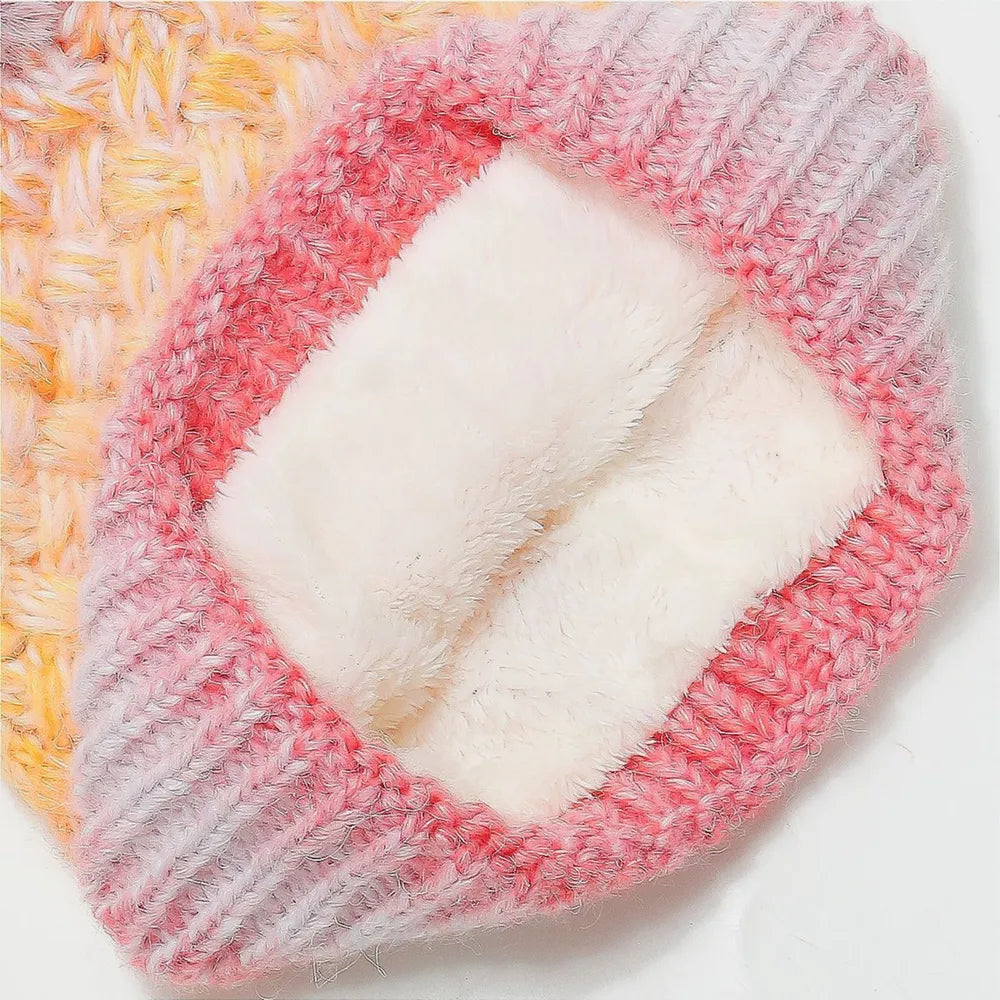 Gradient Knit Hat with Pompom - Fashorio