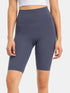 Millennia High Rise Wide Waistband Active Shorts Dusty Blue - Fashorio