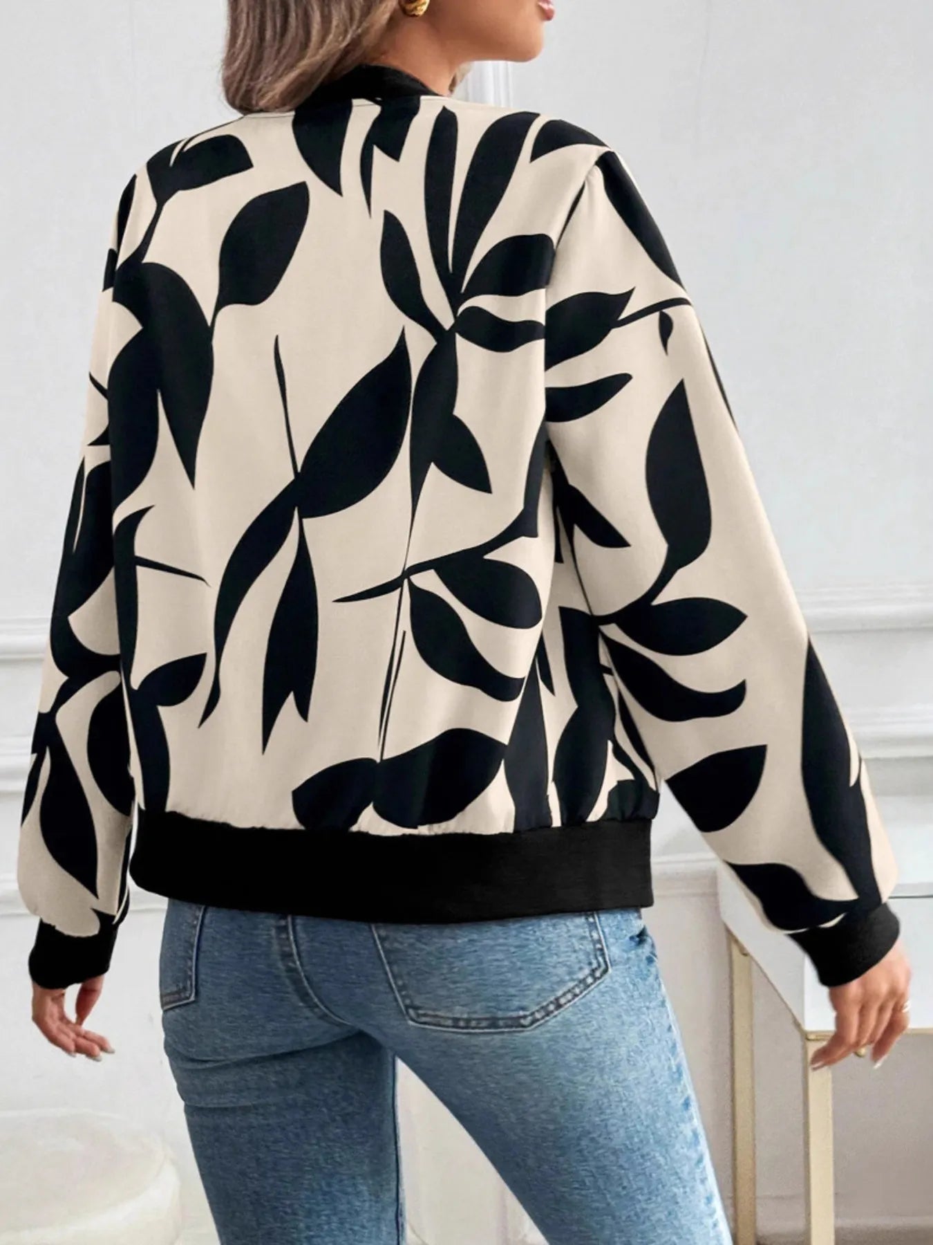 Women’s Printed Zip Up Long Sleeve Lightweight Jacket - Fashorio
