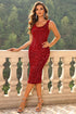 Sequin Sleeveless Slit Dress Red - Fashorio