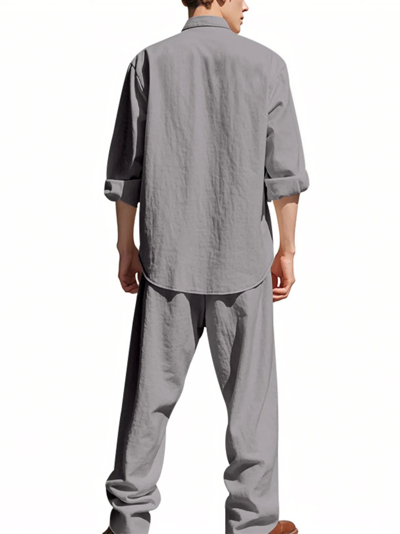 Men's Full Size Button Up Shirt and Pants Set Plus Size - Fashorio