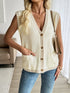 Button Up V-Neck Sweater Vest - Fashorio