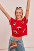 BiBi Gameday Sequin Football Embroidered Stitch Sweater - Fashorio