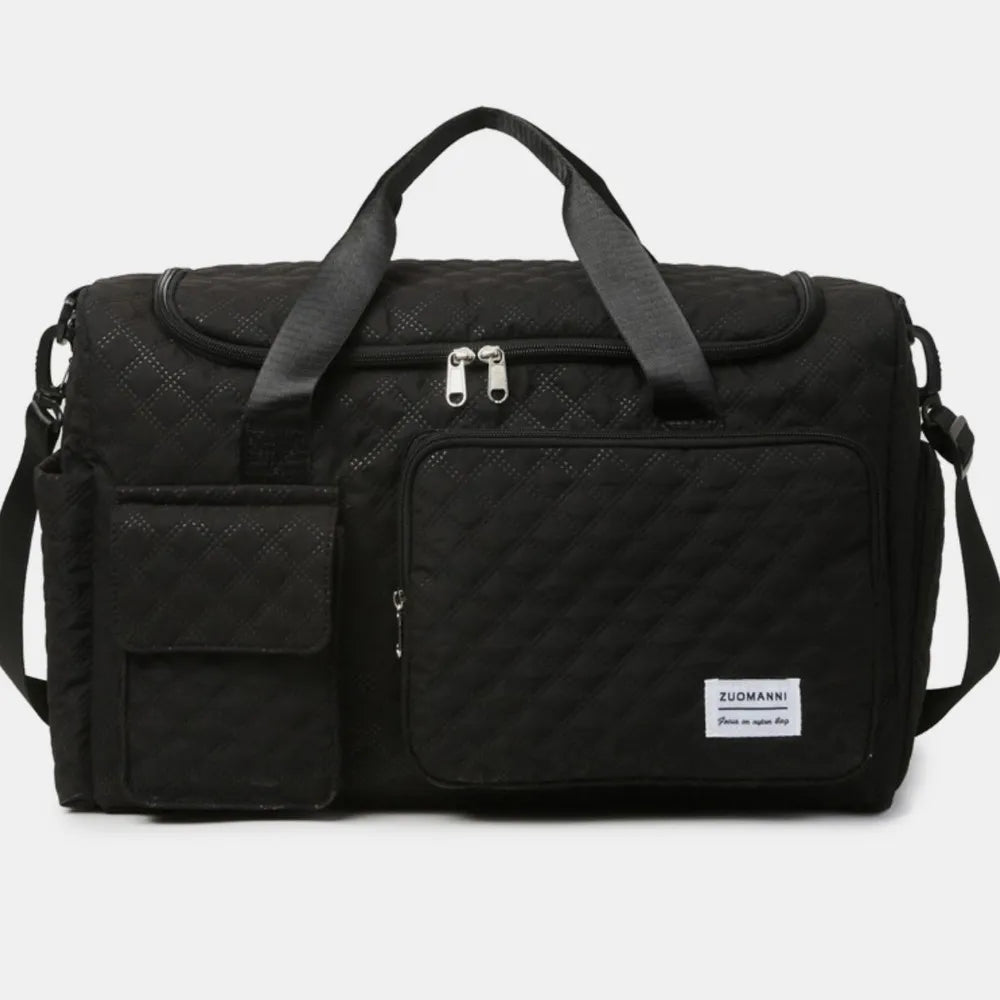 Oxford Cloth Multi Pockets Travel Bag Black One Size - Fashorio