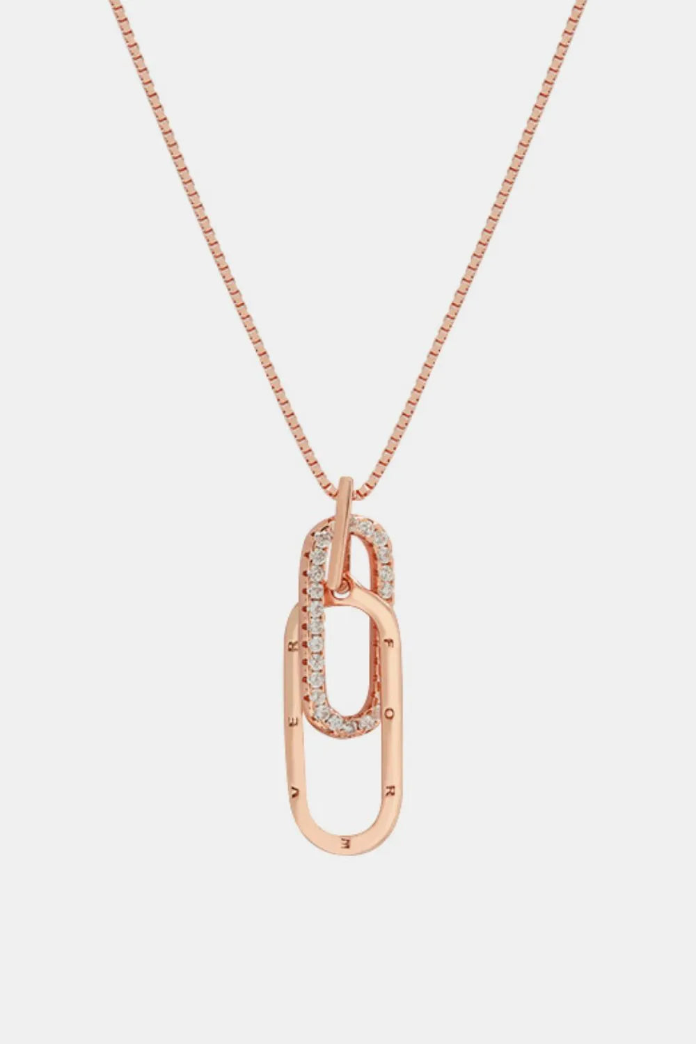 925 Sterling Silver Inland Zircon Necklace Rose Gold One Size - Fashorio