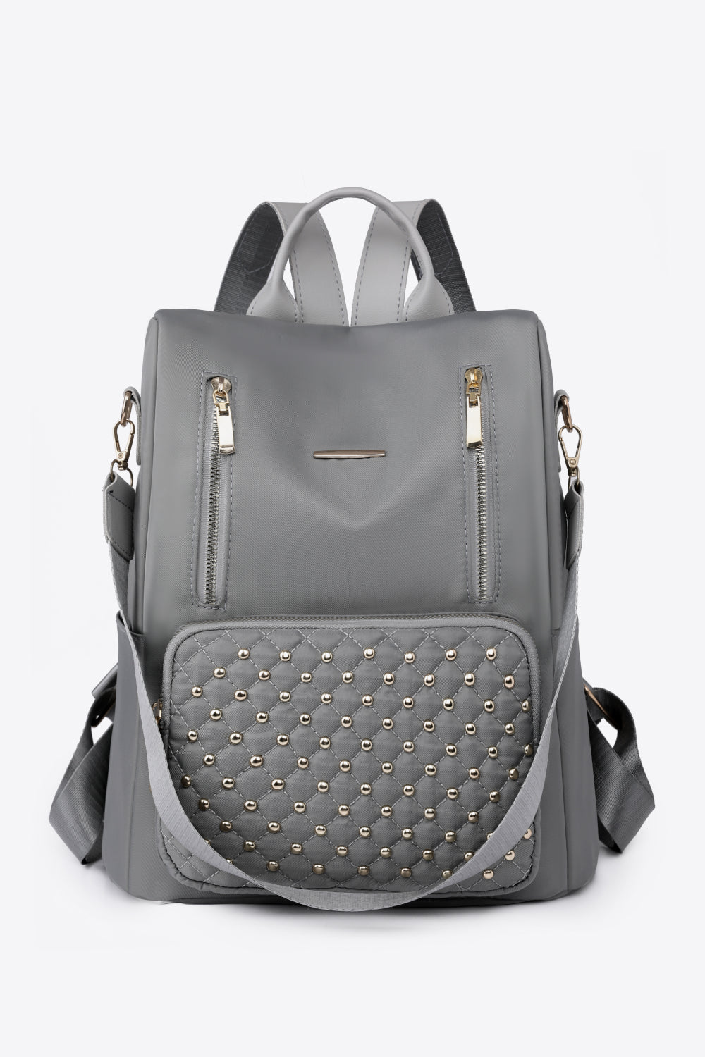 Zipper Pocket Beaded Backpack Dark Gray One Size - Fashorio