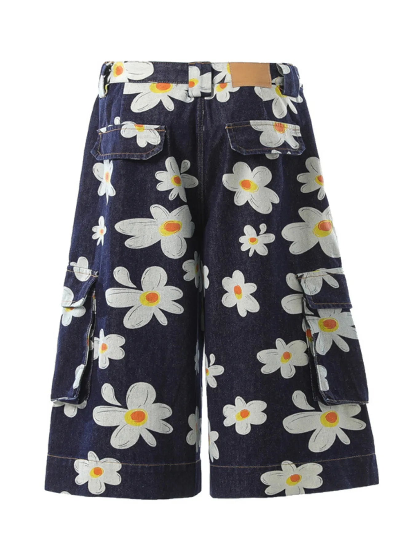 Men's Floral Print Denim Cargo Shorts - Fashorio