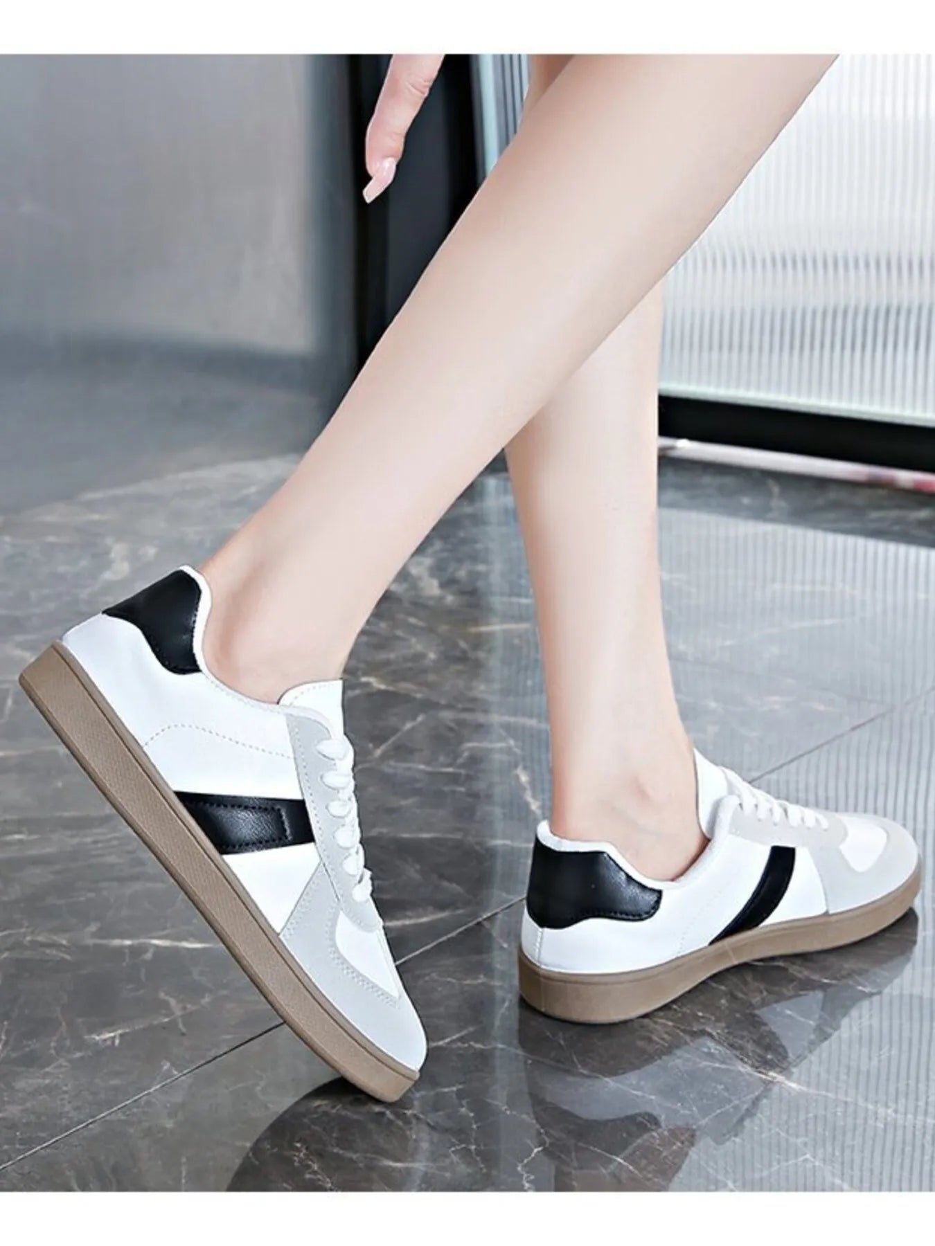 Stripe Lace Up Sneakers - Fashorio